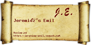 Jeremiás Emil névjegykártya