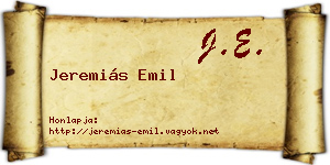 Jeremiás Emil névjegykártya